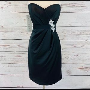 Bill Levkoff black formal cocktail strapless dress